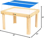 NILO Kids Activity Table Set with 2 Compatible with/Replacement for Detachable Double-Sided Baseplates/Boards/Mats Lego Duplo (N34 Play Table Without Holes, 24x32x20 and 2X Blue Base Plates 12x32)