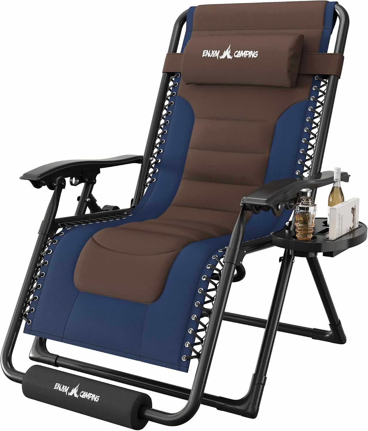 Amopatio Zero Gravity Reclining Patio Chair,XL Foldable Lounge Chair with Removable Cup Holder/Headrest/Footrest,500LBS Capacity, Portable for Outdoor Patio Pool Backyard