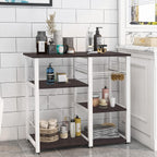 Kitchen Baker's Rack 3-Tier Microwave Oven Stand Kitchen Utility Storage Shelf with Hooks Multifunctional Workstation for Kitchen, Living Room and Corridor（Black