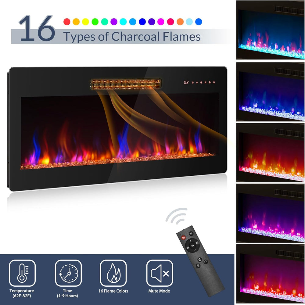 BELLEZE 70" Fireplace TV Stand for TVs Up to 80", LED Light Enterta...