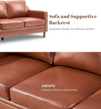 Kingfun Living Room Furniture Sets, 3 Seater Couch and Loveseat, Mid Century Modern Sofa Set, Faux Leather Couch with Solid Wood Frame for Living Room & Bedroom, Dark Brown