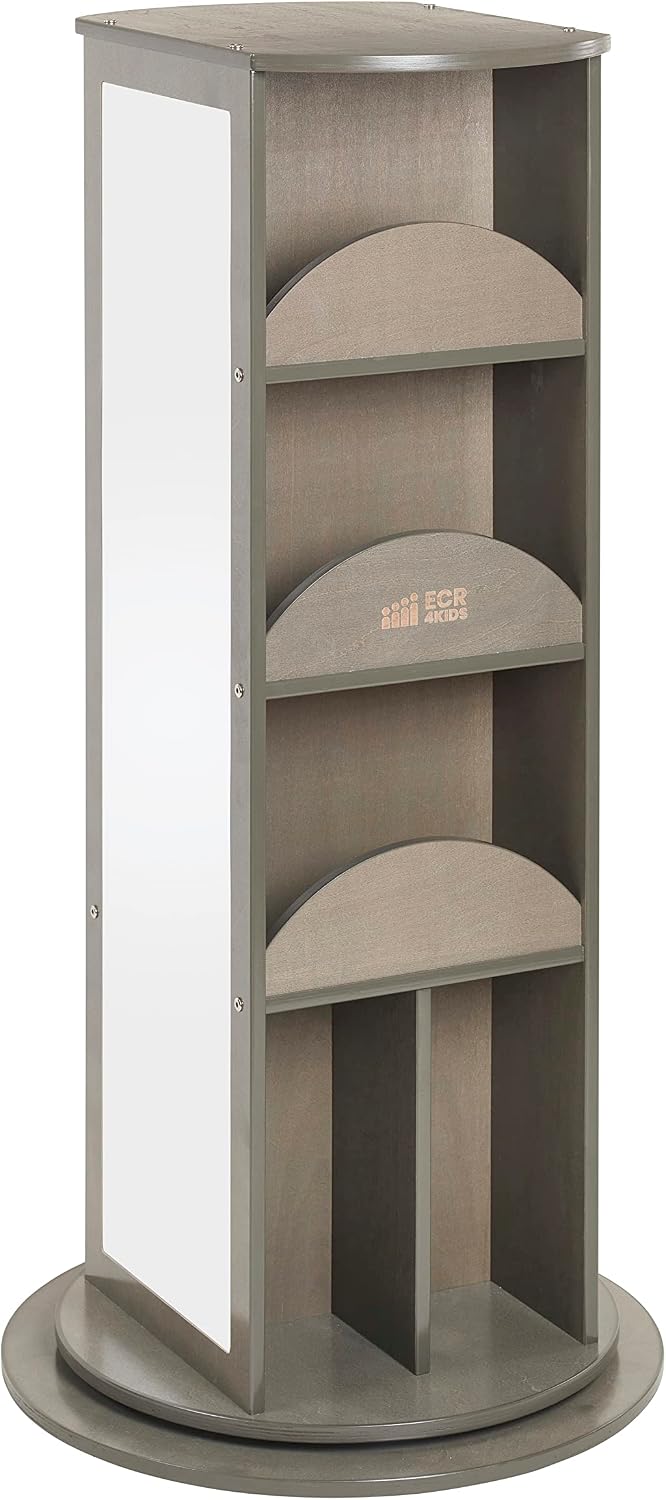 ECR4Kids Rotating Dress-Up Carousel Costume Organizer, Montessori Furniture, Grey Wash