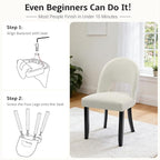 Dining Room Chairs Set of 6, Upholstered Wooden Dining Chairs, Modern Farmhouse Kitchen Chairs with Linen Fabric Open Backrest, Cream White