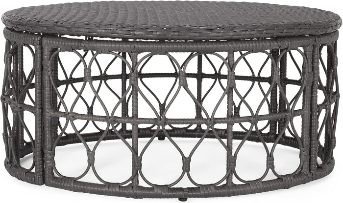 Christopher Knight Home Bruce Outdoor Coffee Table - Wicker - Gray