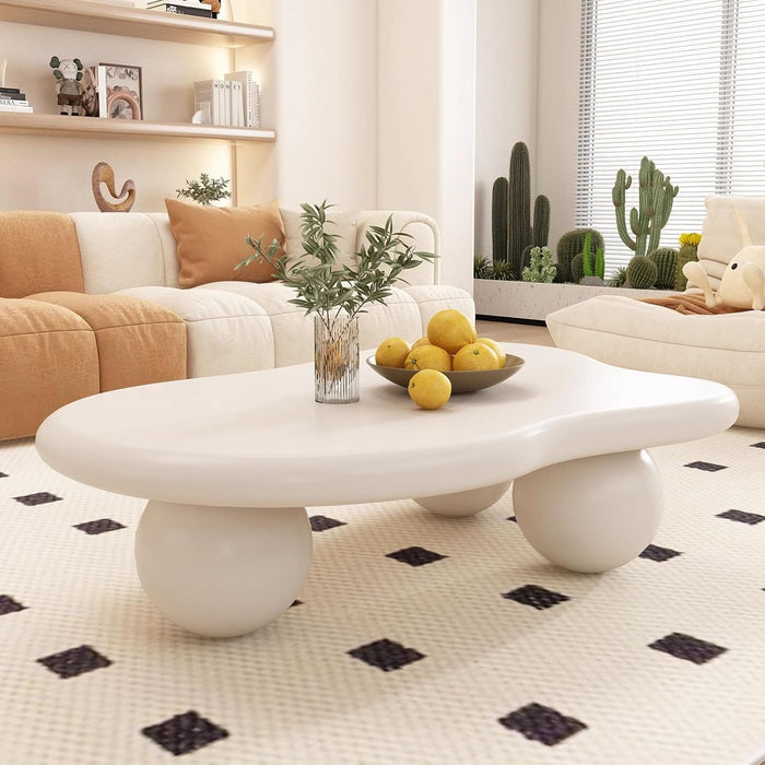 Cloud Coffee Table for Living Room, White 40" W x 28" D x 12" H