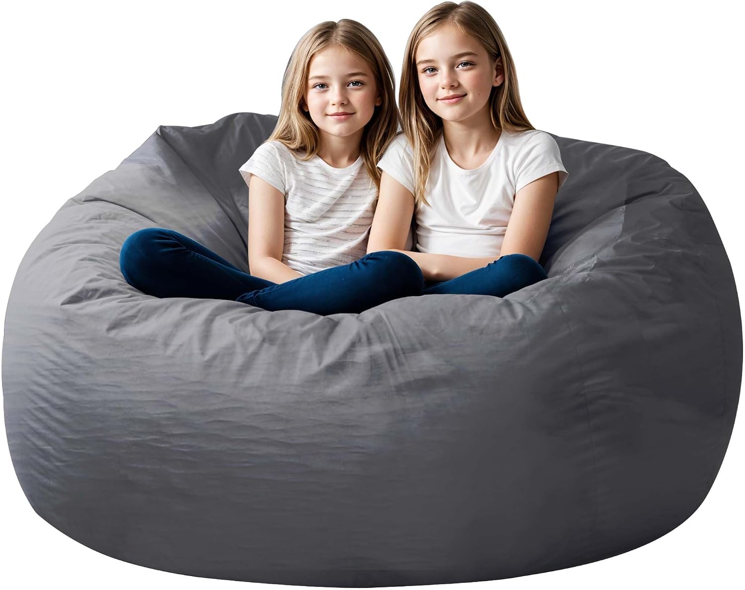 Bean Bag Chair for Adults, 4FT High-Rebound Memory Foam Bean Bag Sofa with Removable Cover, Oversized Bean Bag Couch for Gaming, Reading, and Relaxation, Grey | Corded Plush Fur Cover, Oversized Bean Bag with Backrest & Armrests, Stuffed Beanbag Chair