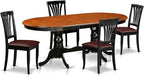 East West Furniture PLAV5-BCH-LC 5 Piece Kitchen Table & Chairs Set Includes an Oval Dining Table with Butterfly Leaf and 4 Faux Leather Dining Room Chairs, 42x78 Inch, Black & Cherry