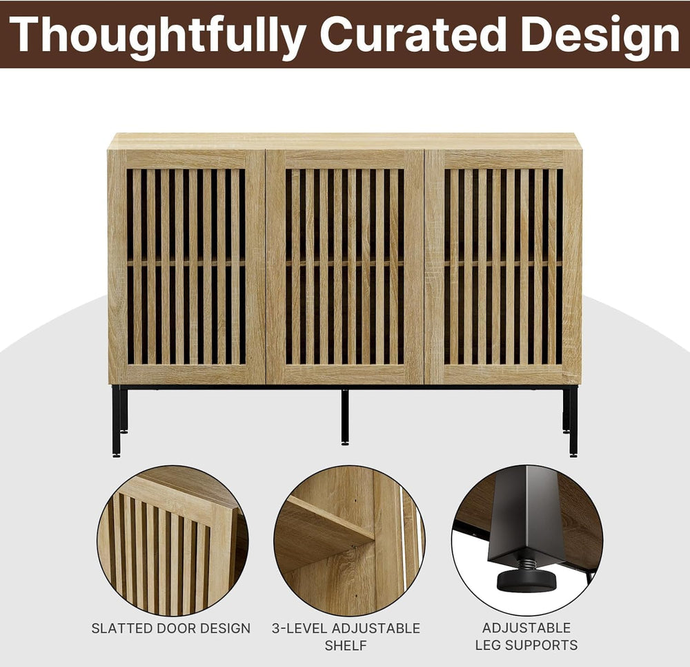 BVIUNTWO 75" Farmhouse Buffet Cabinet, Large Storage Sideboard with Adju...
