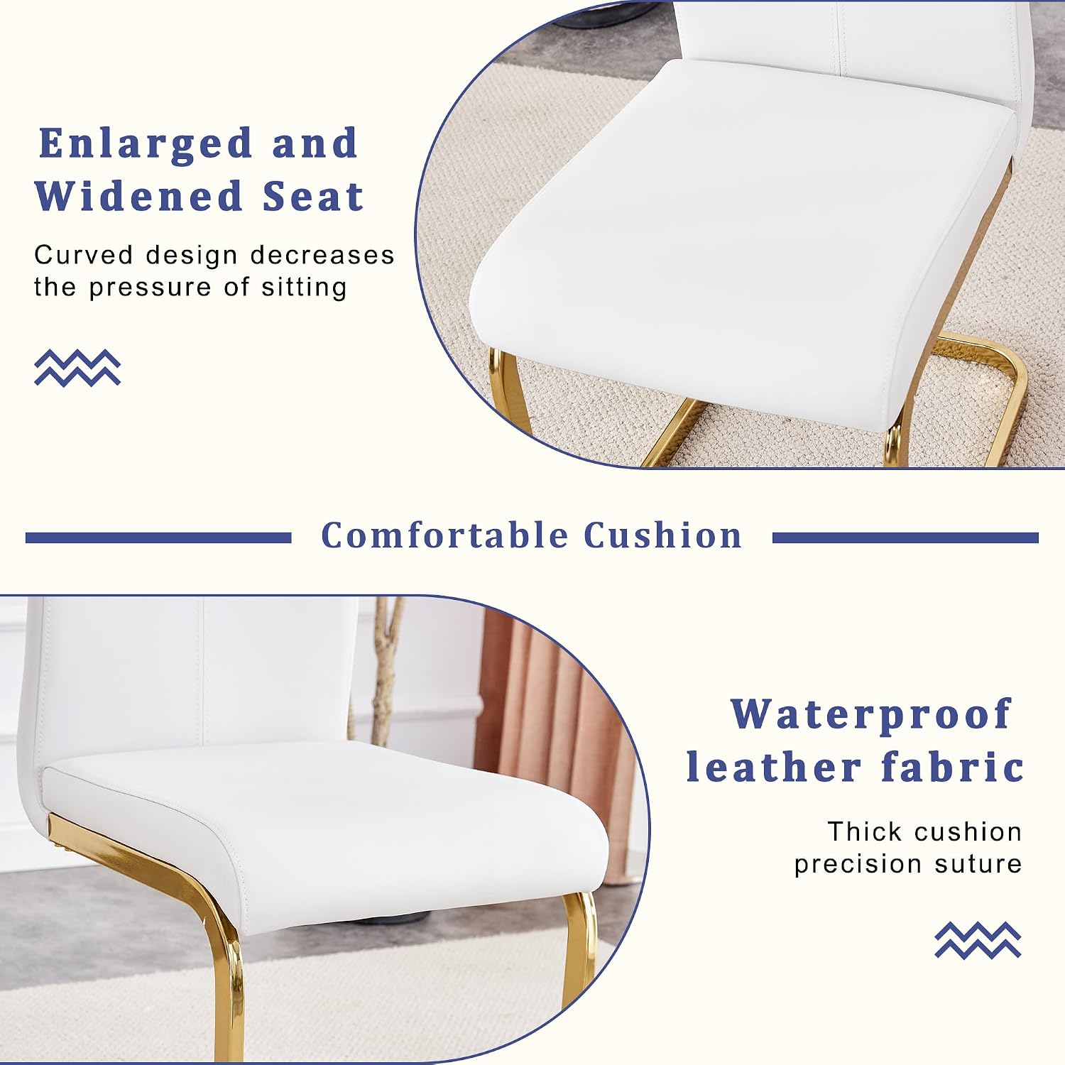 Marble Dining Table Set for 8,Modern 71''White Gold Dining Room Table with Chrome Plated XShaped Frame and White Leather Dining Chairs,Easy Assembley,Kitchen Table and Chairs for Dining Room