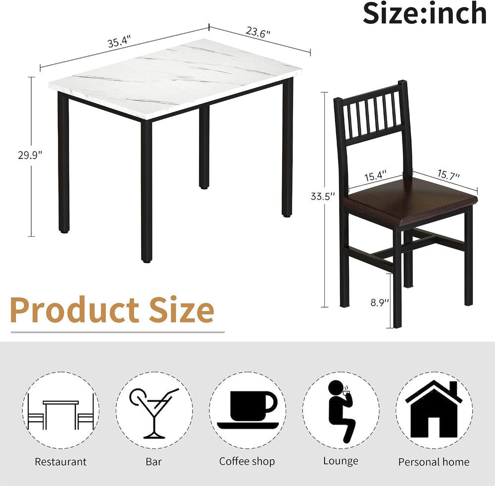 AWQM 3 Piece Dining Table, Small Kitchen Table Set for 2 with Chairs(White) |...