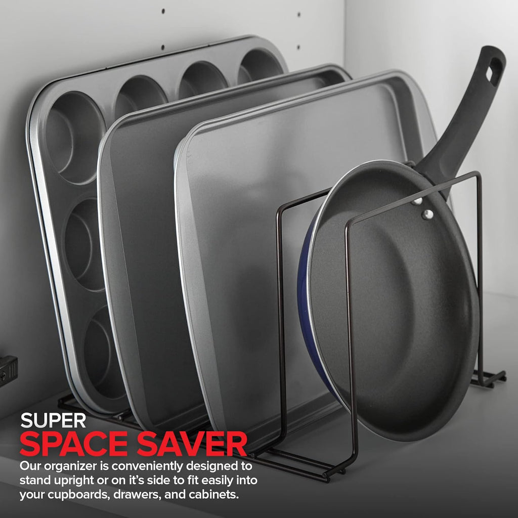 Stock Your Home Bronze (2 Pack) Steel Baking Pan Organizer Rack for Cabinet or Counter, Holder for Kitchen Cutting Boards, Pot Lids, or Cookie Sheets - Rust Proof Wire, Drying Storage