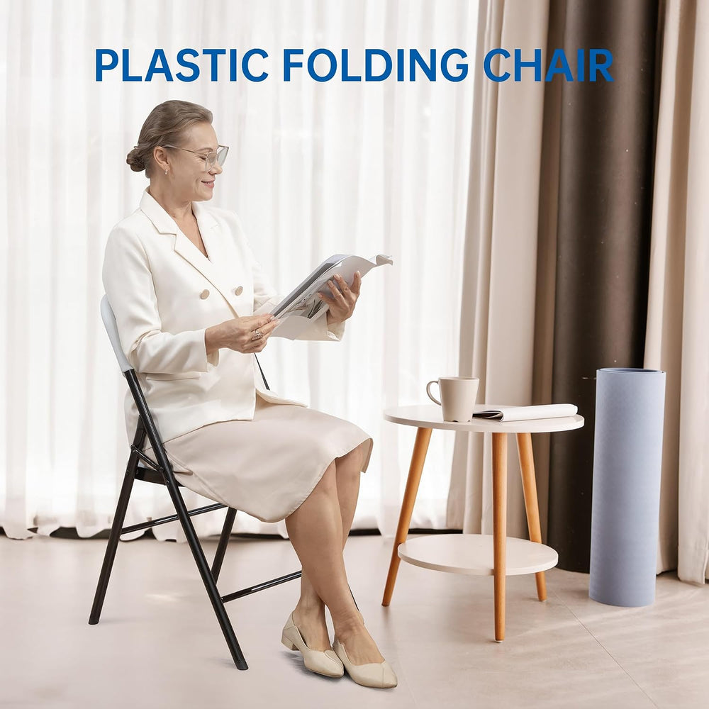 10 Pack Thicker 800 LBS White Folding Chairs, Commercial Grade Folding Chair,...