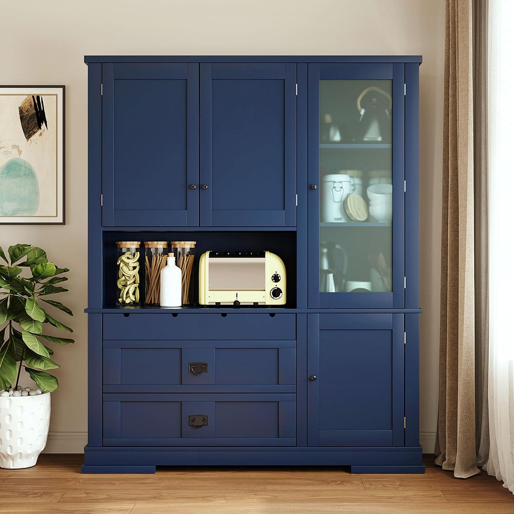 Merax Luxurious Extra Large 78" Pantry Cabinet with Hutch, Farmhouse Kit...