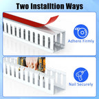 Wire Duct Kit, Open Slot Cable Management Raceway, 123in Track Desk Channel, Cord Cover Wiring, Cable Raceway Kit to Hide Wall Mount TV Cables - 8x15.4in X 1.97in X 1.97in