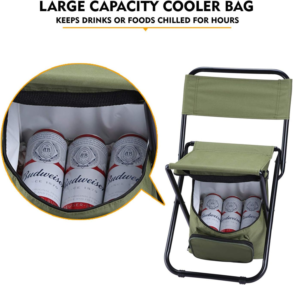 LEADALLWAY Fishing Chair with Cooler Bag Compact Fishing Stool Foldable Small...
