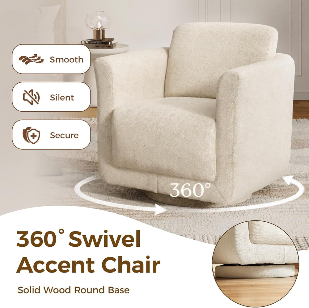 Swivel Accent Chairs Set of 2, Fully Assembled Chenille Armchairs, Linen | 36...