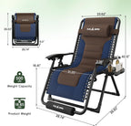 Amopatio Zero Gravity Reclining Patio Chair,XL Foldable Lounge Chair with Removable Cup Holder/Headrest/Footrest,500LBS Capacity, Portable for Outdoor Patio Pool Backyard