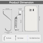 GlazieVault Coat Hooks – Door Hook (5 Pack) - Heavy Duty Wall Mounted - Premium Design Rust Free Hooks