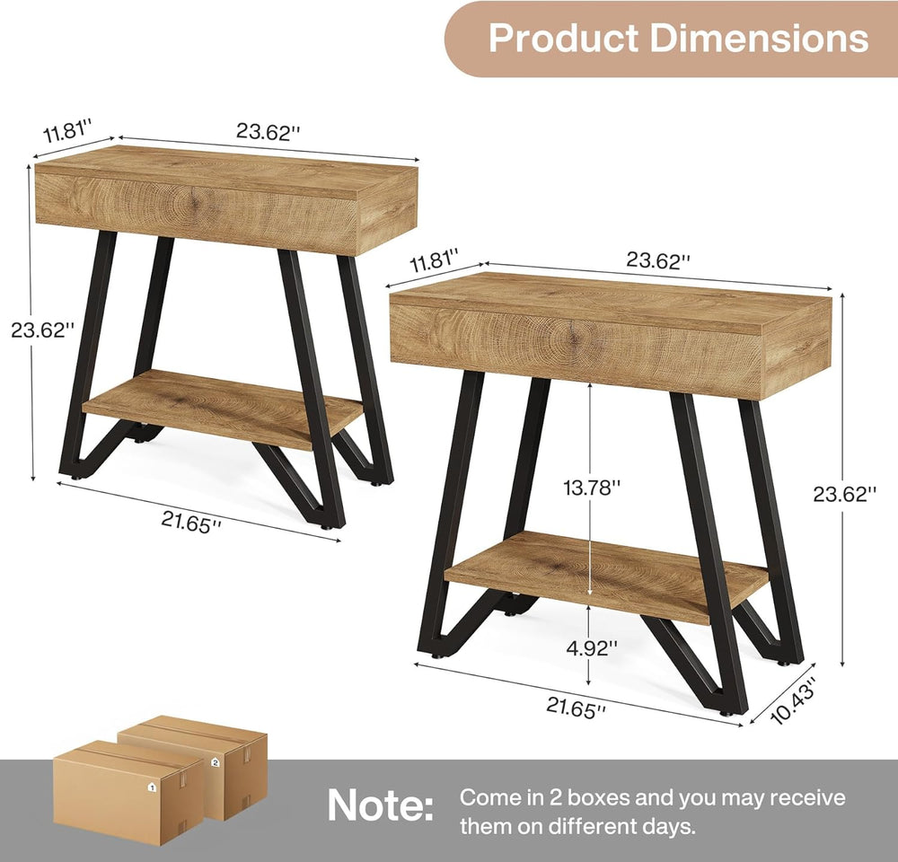 Tribesigns Metal End Side Table for Living Room, 2-Tier Narrow Couch Side Tab...