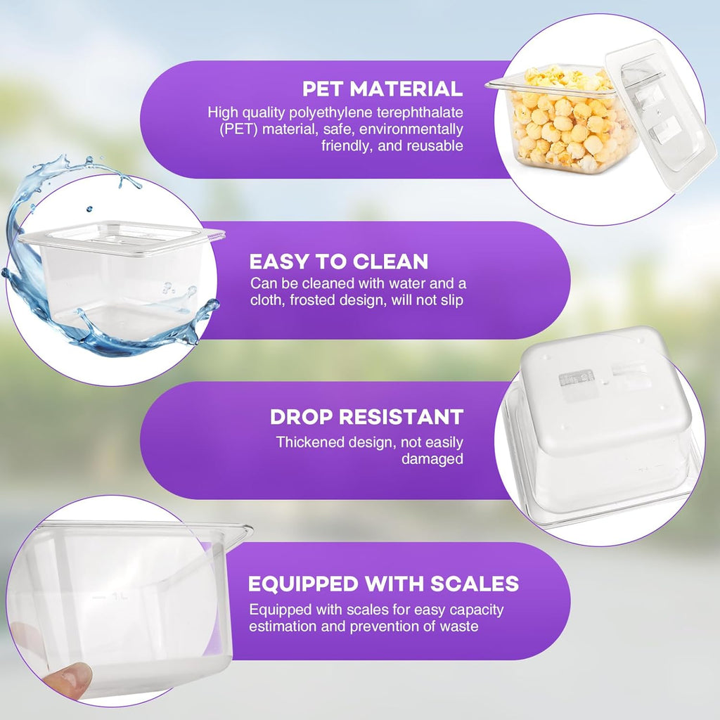 VOISEN 6 Pack Plastic Food Pan with Lids 1/6 Size 6 Inch Deep Commercial Food Storage Containers for Fridge Salad Fruits Vegetables Clear Restaurant Polycarbonate