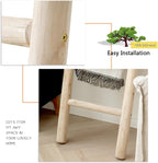 Blanket Ladder, 57in Rustic Solid Wood Decorative Ladder, Natural | Farmhouse living room accent, Layered blanket towel quilt display, Visible wood grain, Bathroom and Bedroom use