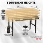 60" Workbench with Drawers, Adjustable Height Work Table, 2000 LBS Heavy-Duty, Rubber Wood, Black, Steel