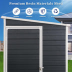 8x4ft Lean to Shed, Resin Outdoor Storage Shed with Floor and 2 Windows, Plastic Sheds & Outdoor Storage Clearance for Patio Furniture, Garden Tools Bike Accessories, Beach Chairs
