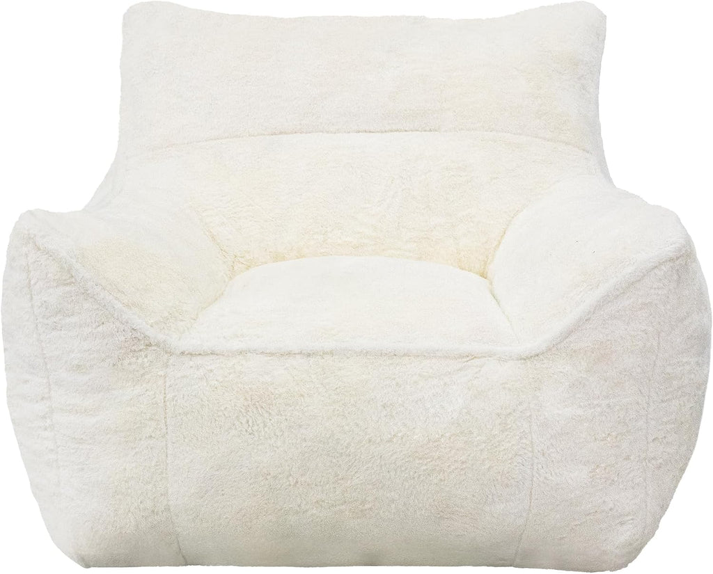 Cvortll Bean Bag Chair, Bean Bag Sofa, Faux Fur Bean Bag Chairs,with armrests and a Sturdy backrest, Suitable for Apartments, Living Rooms, bedrooms, Games, Reading (White)
