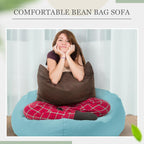 Sliner 2 Pcs Stuffed Storage Bean Bag Chair Cover for Kids Adults (no Filler) Stuffable Zipper Beanbag Cover for Organizing Plush Toys or Memory Foam(31.5 * 31.5 * 15inch,Cotton,Green and Purple)