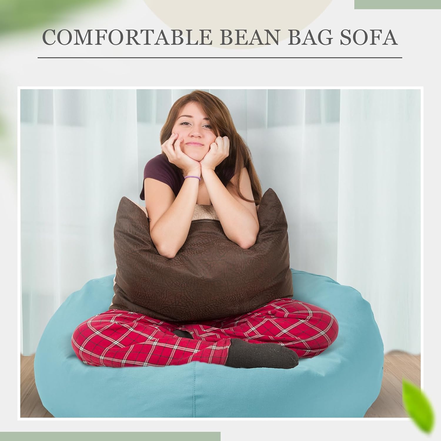 Sliner 2 Pcs Stuffed Storage Bean Bag Chair Cover for Kids Adults (no Filler) Stuffable Zipper Beanbag Cover for Organizing Plush Toys or Memory Foam(31.5 * 31.5 * 15inch,Cotton,Green and Purple)