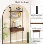 Giantex 4-Tier Ladder Bookshelf Set of 2, Wall Mounted Storage Shelf | Industrial Open Display Shelf w/2 Anti-Tipping Kits, Drawer & Metal Frame, Compact Storage Organizer for Living Room, Office