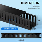 ZhiYo 99in(6X L16.5in) Professional Server Rack Cable Management Raceway, H2in x W2in Cable Raceway Kit, Electrically Safe PVC Open Slot Wire Raceway for Under Desk/Computer/Network Cords, Black