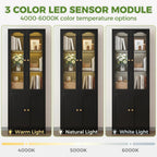 Cyclysio 80" Tall Pantry Cabinet with Arched Glass Doors and Lower Storage Cabinet, Black Kitchen Pantry Storage Cabinet with Interior Motion Sensor Light, Adjustable Shelf, Baseboard Cutout