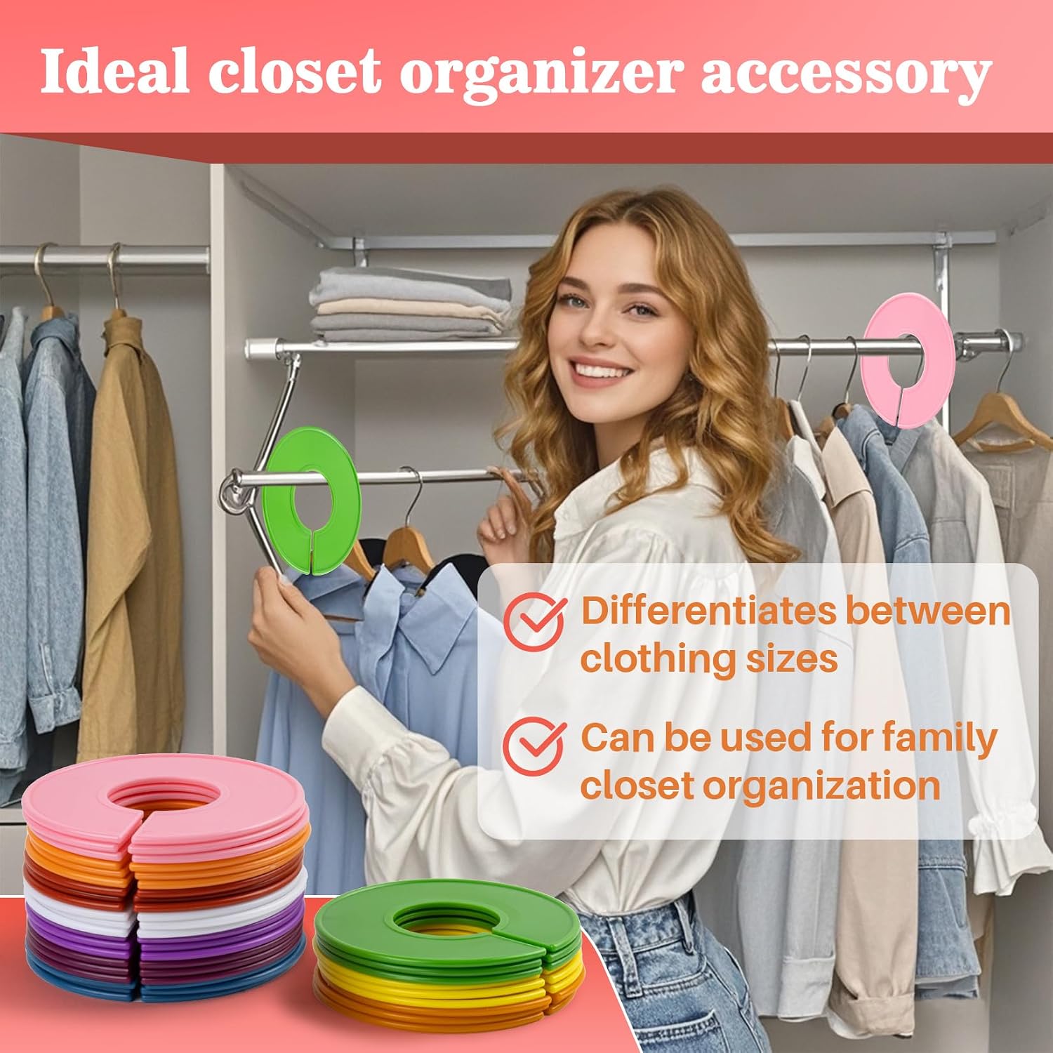 Sukh 30 Baby Closet Dividers Durable - Home Closet Organizer & Storage | Colorful Plastic Rack Divider, Large Hanger Labels, Hanging Clothes Size Dividers, for Boutique Settings & Nursery Essentials