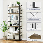 NUMENN 6 Tier Bookshelf, Tall Bookcase Shelf Storage Organizer, Modern Book Shelf for Bedroom, Living Room and Home Office, Dark Walnut