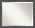 Amanti Art Grey Wall Mirror 25x31 Angled Metallic Rainbow Rectangle Bathroom Mirror for Wall Decor Living Room, Large Modern Contemporary Wood Frame, Hangs Horizonally and Vertically, Bathroom Decor