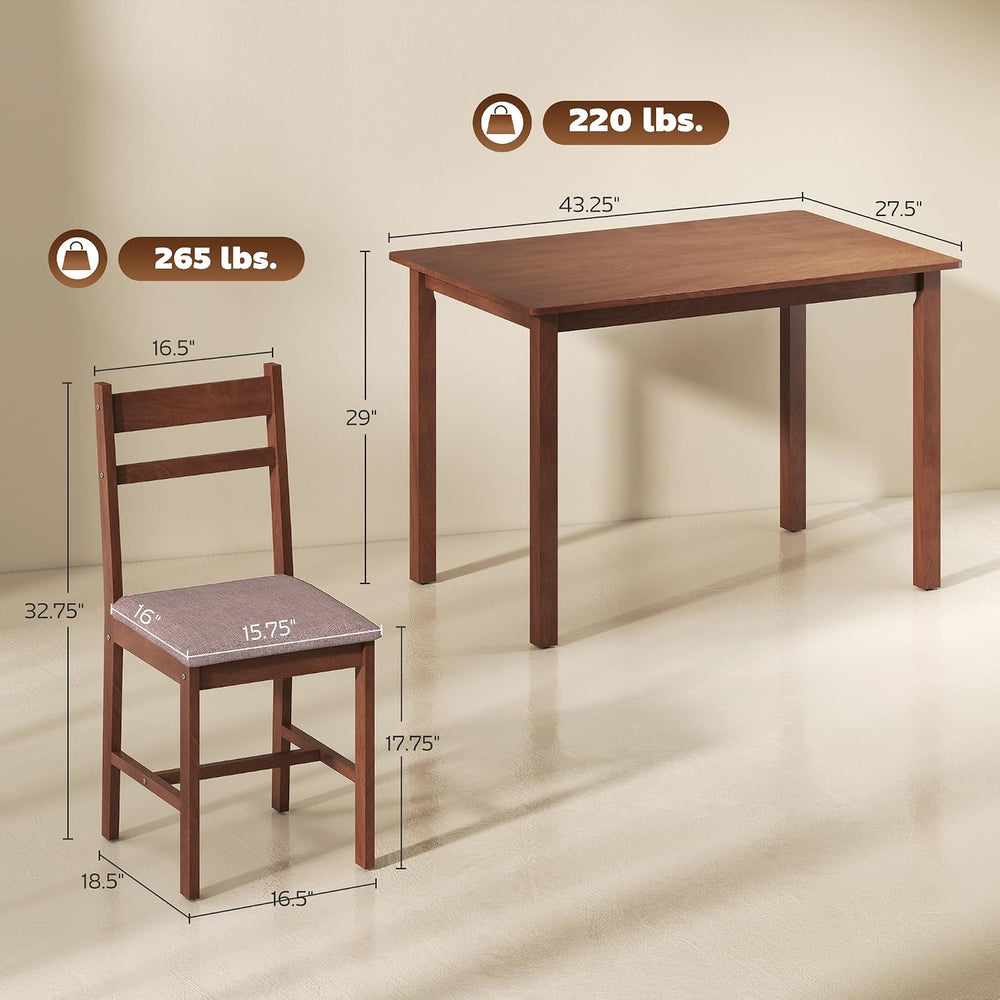 HOMCOM 5-Piece Solid Wood Dining Table Set for 4, Light Brown and Brown | Far...