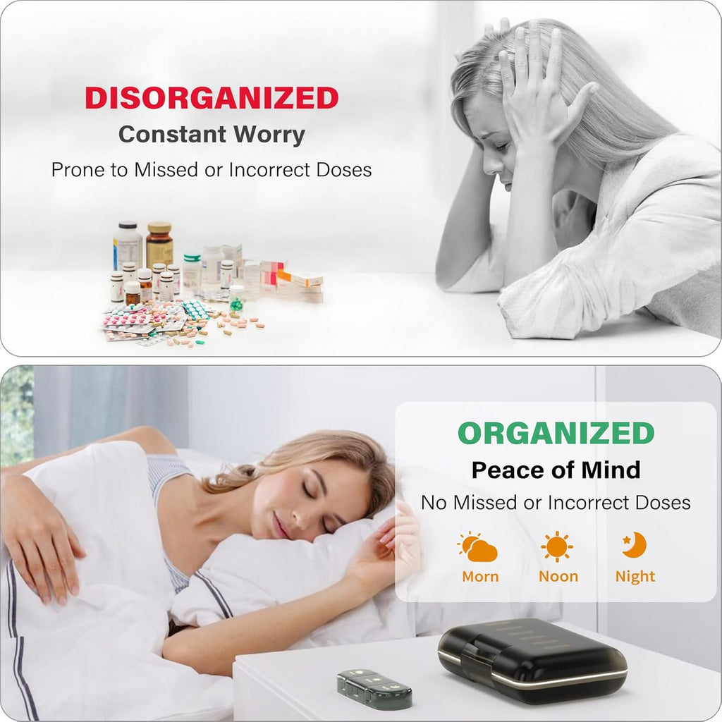 Weekly Pill Organizer 3X a Day, 7 Day Pill Box 3 Times, Portable for Travel Pill Case for Pills/Vitamin/Fish Oil/Medication/Supplements (3x7 Black)