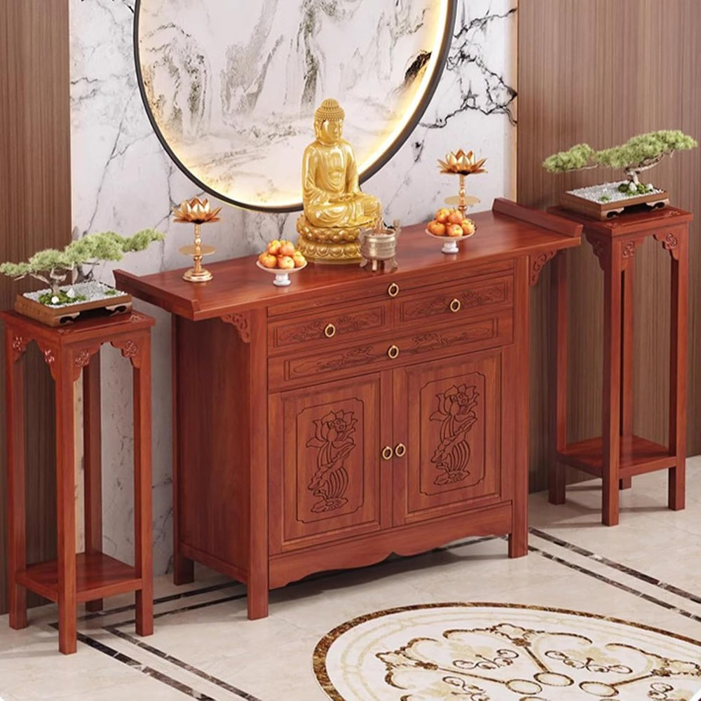 Large-Capacity Prayer Cabinet, Altar Table with Drawers, Solid Thickened Bamb...