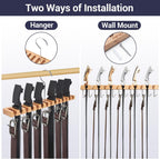 Belt Hanger Organizer for Closet: Ohuhu 2 in 1 Wall Mount Hanger 14 Slots+13 Hooks Storage Wooden Belt Organization 360 Degree Rotating Belt Display Holder for Belt Tie Scarf Accessories