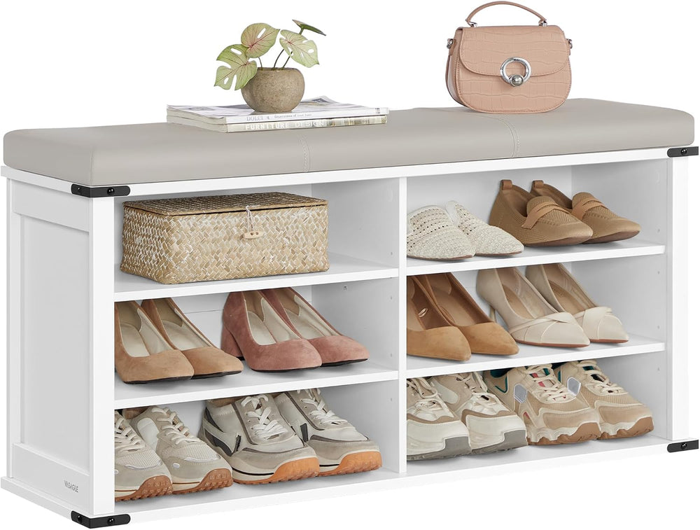 VASAGLE Shoe Storage Bench with Removable Cushion, Adjustable Shelves | Shoe ...