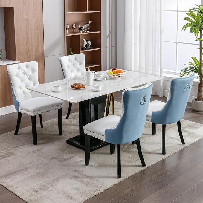 Dining Chairs Set of 6, Upholstered Tufted Dining Room Chairs with High Back,...