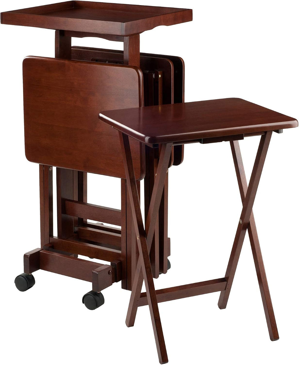 Winsome 6-Piece Snack Table, Walnut (94828) | Easy to Store Portable Fold Up ...