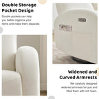 Power Nursery Glider Recliner, Chenille Electric Rocker Recliner with Type-C & USB Port, Nursery Swivel Rocker Recliners with Double Pockets for Adult, Cream White