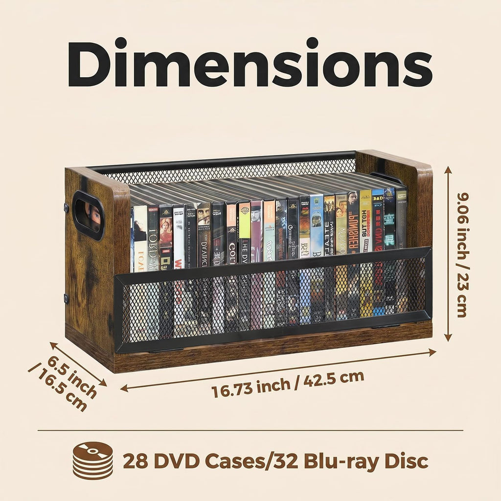 DVD Bluray Storage Rack 3-Pack with Handles, Holds 28 DVD or 32 Blu-ray Cases per Rack | Portable DVD Case Holder for Desktop, Closet, Video Games, Books & Movies