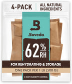 Boveda 62% Two-Way Humidity Control Packs For Storing 1 lb – Size 67 – 4 Pack – Moisture Absorbers for Storage Containers – Humidifier Packs – Hydration Packets in Resealable Bag