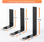 L Shelf Brackets10 inch, Black Heavy Duty Iron Shelf Brackets, Industrial Modern Floating Shelf Support for Wall Mount Shelves