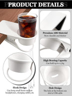 2PCS Drinking Cup Holder Clip, Kalolary Desk Bottle Cup Stand DIY Glass Clamp Storage Saucer Clip Water Coffee Mug Holder Saucer Clip Design for Home & Office, Black & White