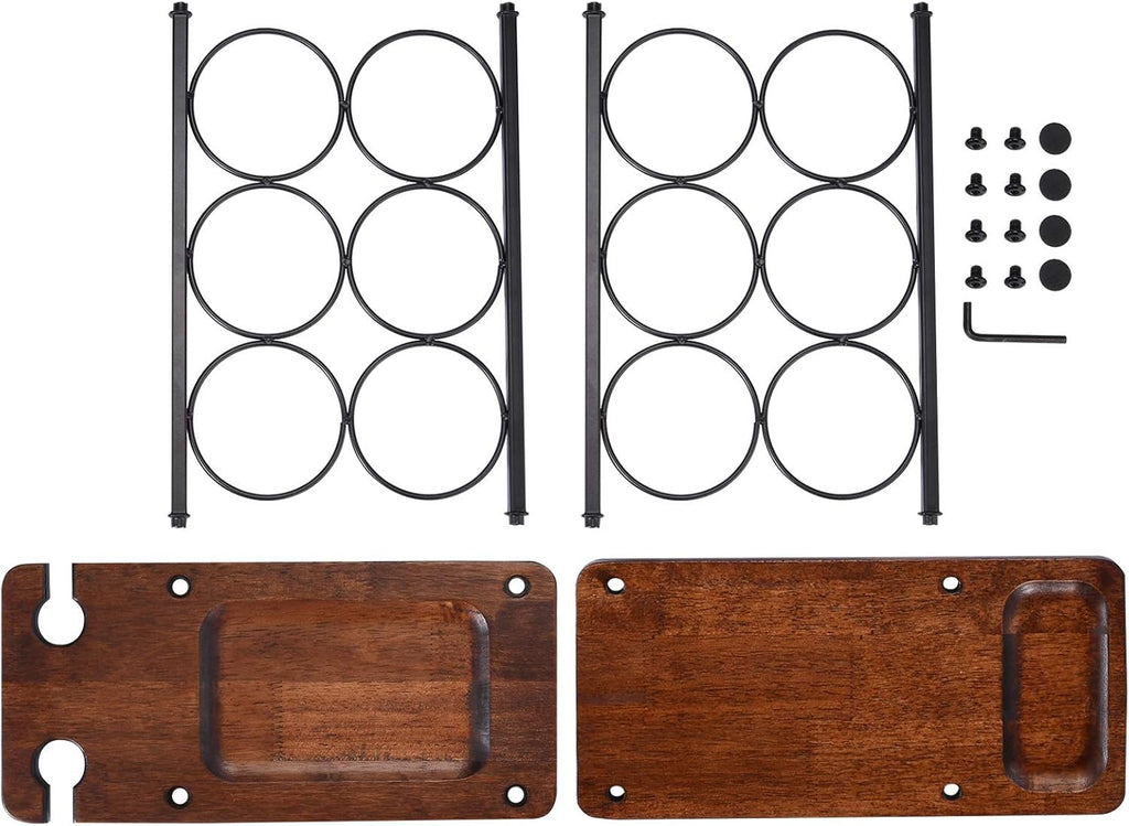 ALLCENER Wine Rack with Glass Holder, Countertop Wine Rack, Wooden Wine Holder with Tray, Perfect for Home Decor & Kitchen Storage Rack etc (Hold 6 Bottles and 2 Glasses)