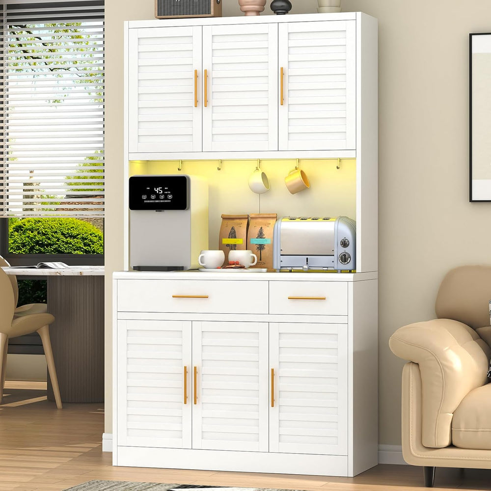 71" Tall Kitchen Pantry Cabinet, Metal Storage Cabinet, with 6 Doors &am...